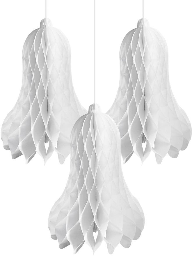 EaciTown 3 Pcs Paper Wedding Bells 12 inch Large Bridal Hanging Paper Bells Engagement Honeycomb Bells for Wedding Proposal Engagement - Image 1